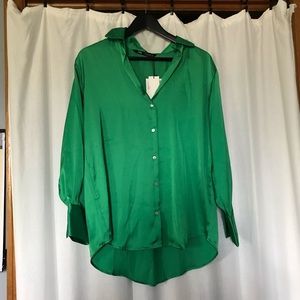 Zara Green Satin Button Down